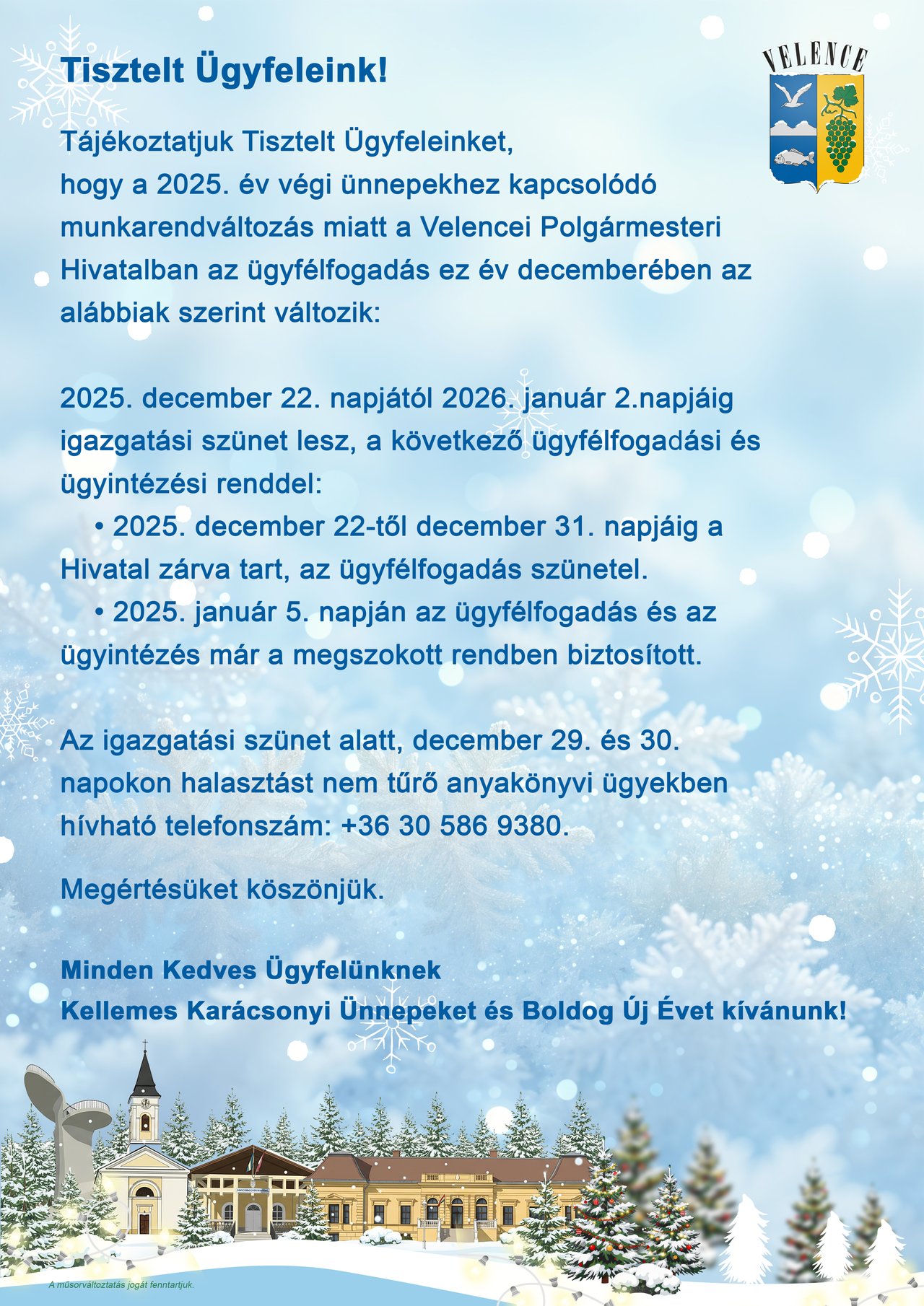 Ünnepi nyitvatartás